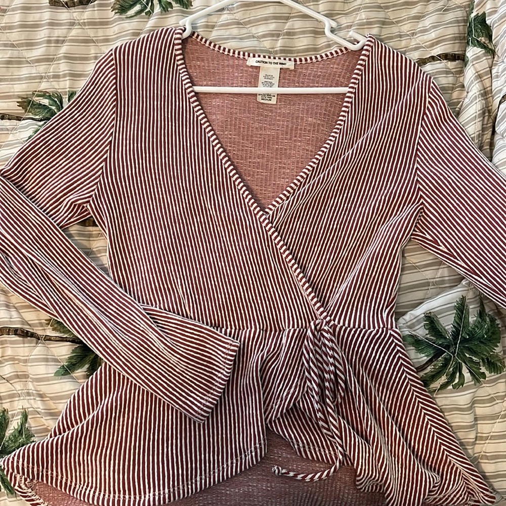 White and burnt orange dressy long sleeve